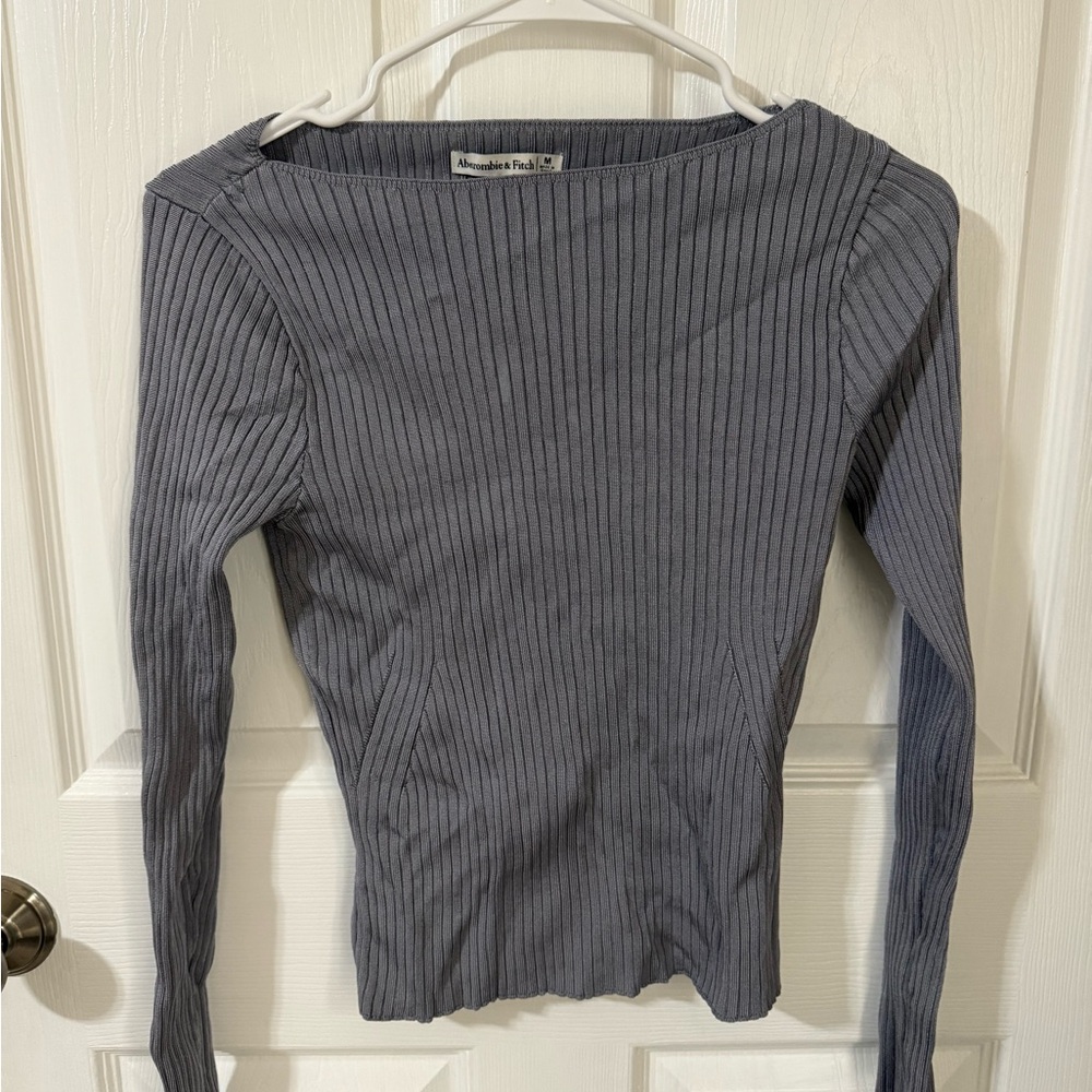 Abercrombie & Fitch Blue Ribbed Long Sleeve Top